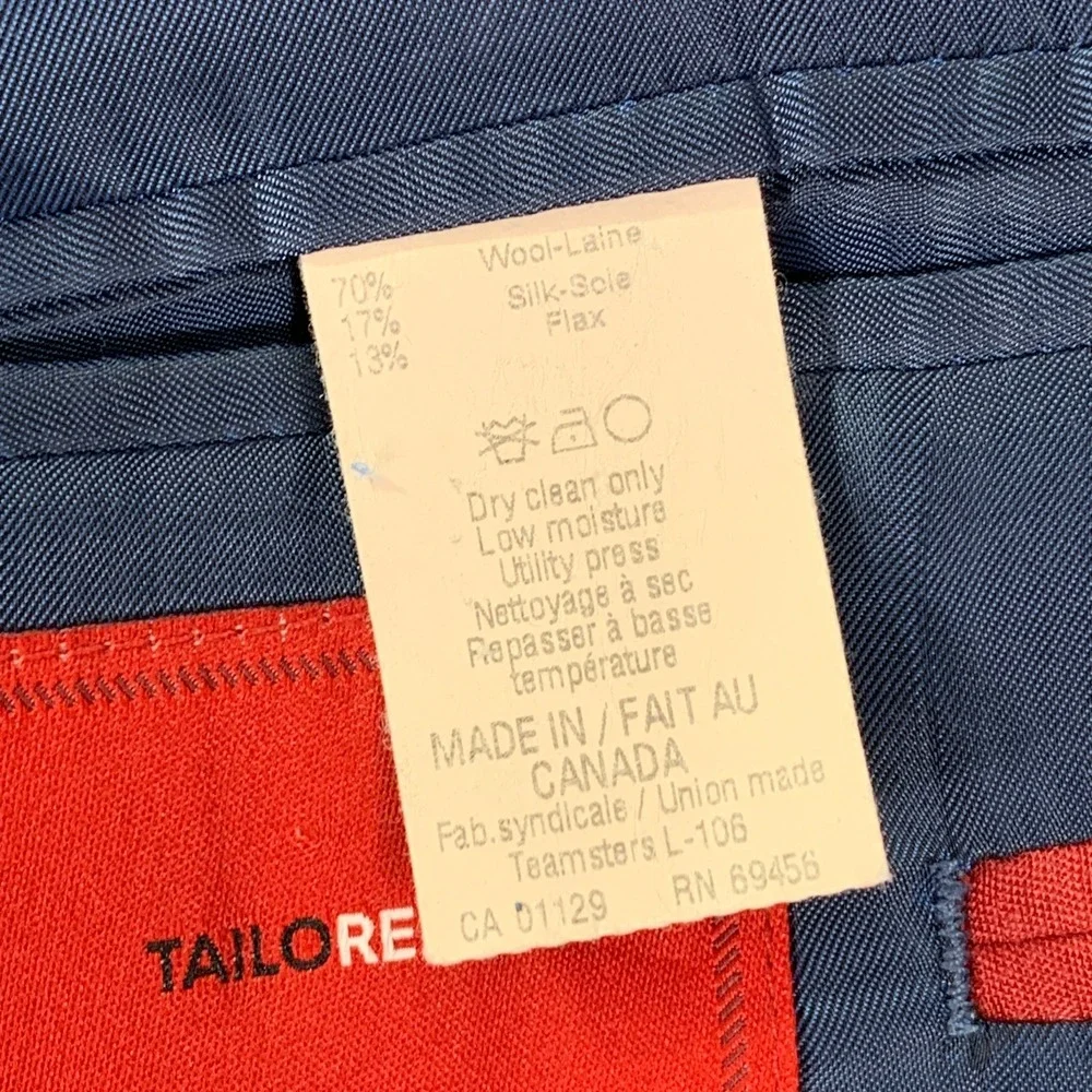 Ermenegildo Zegna Blazer Jacket Men 50R Silk Flax Blue Windowpane Sport Coat - Picture 6 of 16